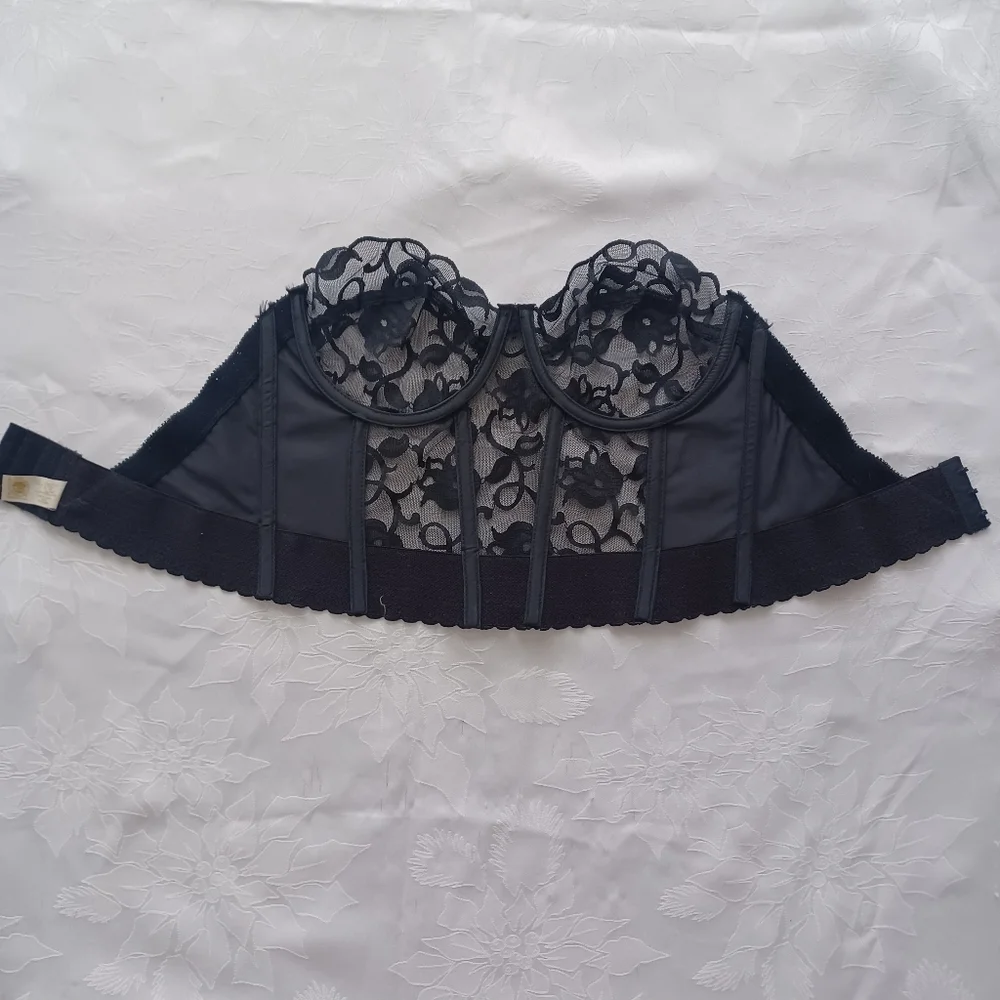 VICTORIAS SECRET GOLD LABEL VINTAGE BLACK LACE CORSET SIZE 36B - Picture 3 of 16